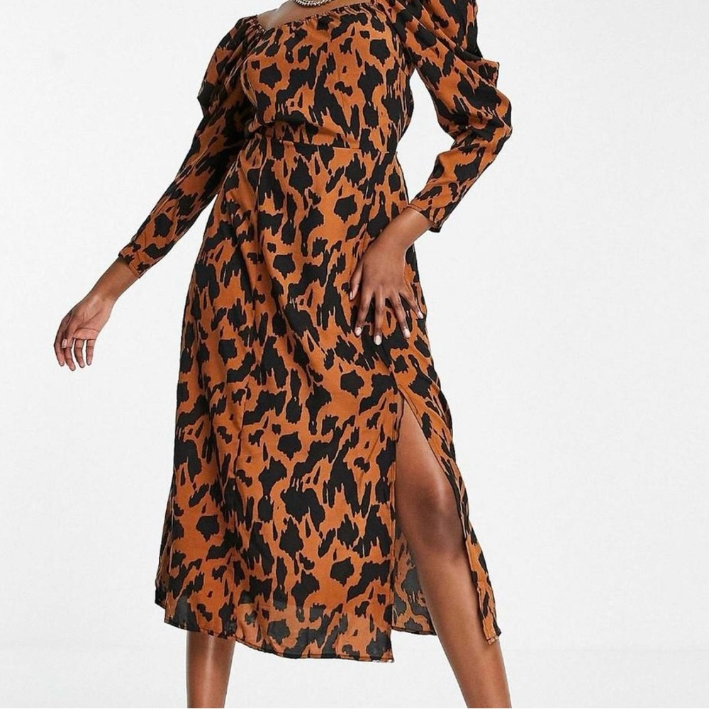 AX Paris Square Neck Midi Dress in Animal Print ✨